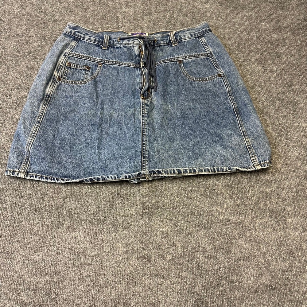 NorthCrest Skort Womens Size 14 Blue Denim Drawstring Casual Medium Wash Cotton